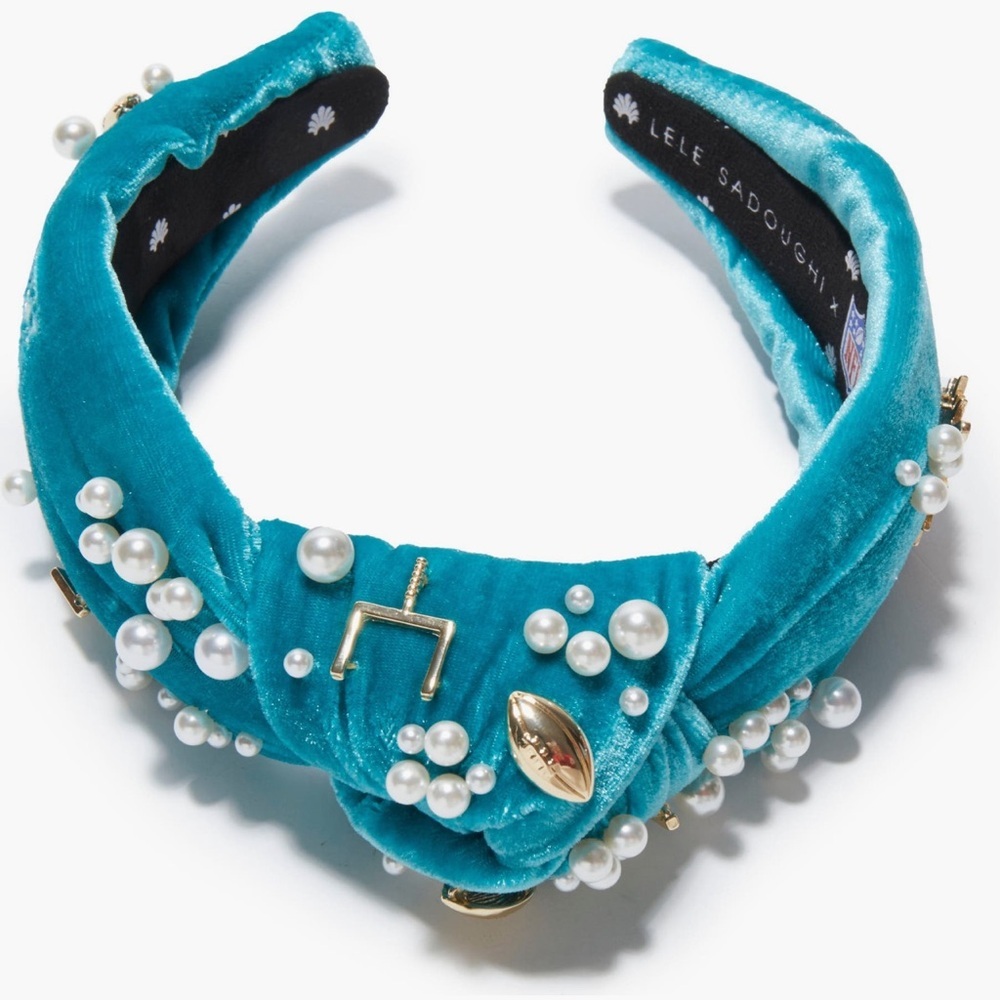 Lele Sadoughi Turquoise Pearl Miami Dolphins Headband - Picture 2 of 3